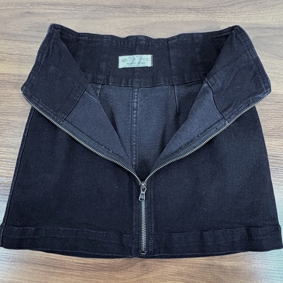 Free People We The Free Virgo Black Denim Jean Mini‎ Skirt Full Zip Size 27 - Picture 4 of 12